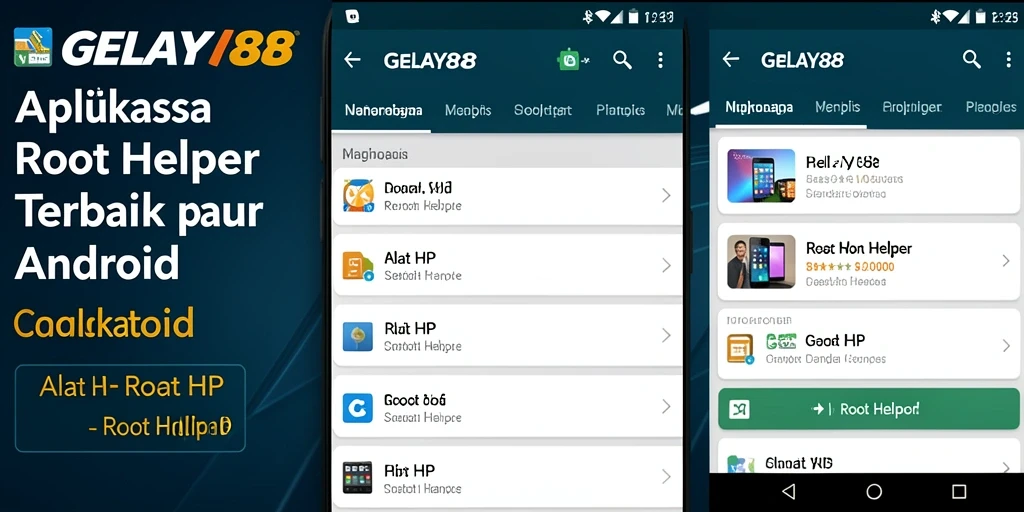 Antarmuka utama GELAY88 menunjukkan alat Root Helper yang berfungsi.