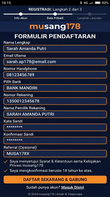 Tampilan halaman daftar musang178